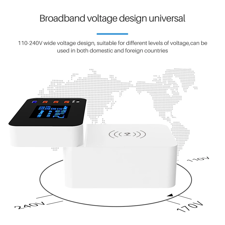 QI 10 Вт беспроводное usb зарядное устройство Быстрая зарядка 3,0 Led дисплей Тип C мульти смарт-концентратор зарядная станция адаптер для iphone ipad sumsung