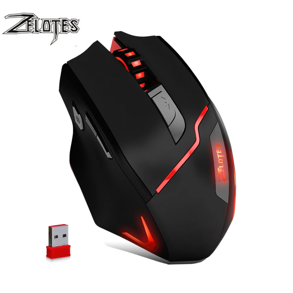 

ZELOTES F-18 Dual-mode Gaming Mouse6 Level 3200DPI 500Hz Wireless 7 Color Computer Mouse 2.4GHz With Mini USB