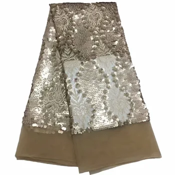 

free shipping 5yards/lot 2019 Wholesales new arrival gold french lace fabric for wedding/party dress,African mesh lace fabric