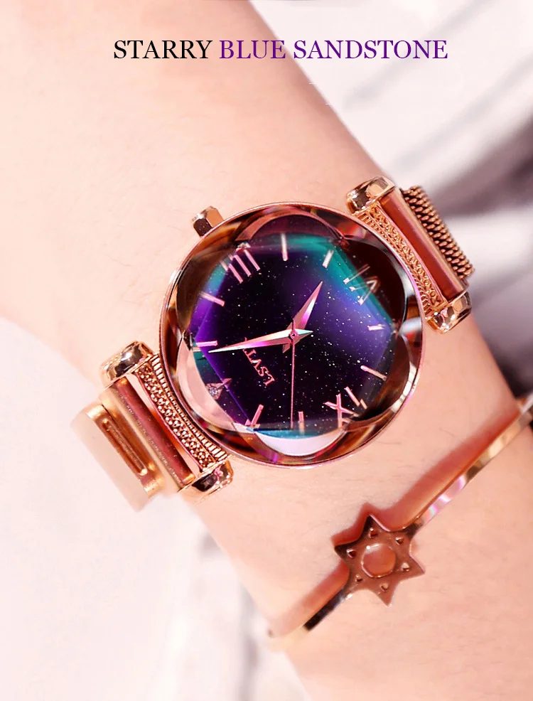 2019 Popular Women Watches Fashion Elegant Magnet Buckle Luxury Purple Lady Wristwatch 2018 Starry Sky Roman Numeral Gift Clock (7)
