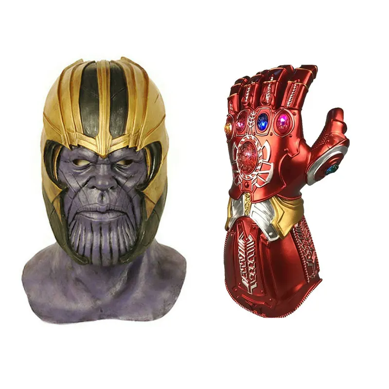 

Newest Avengers 4 Endgame Iron Man Masks Infinity Gauntlet Hulk Cosplay Arm Thanos Kids and Adult PVC Gloves Arms Cosplay Props
