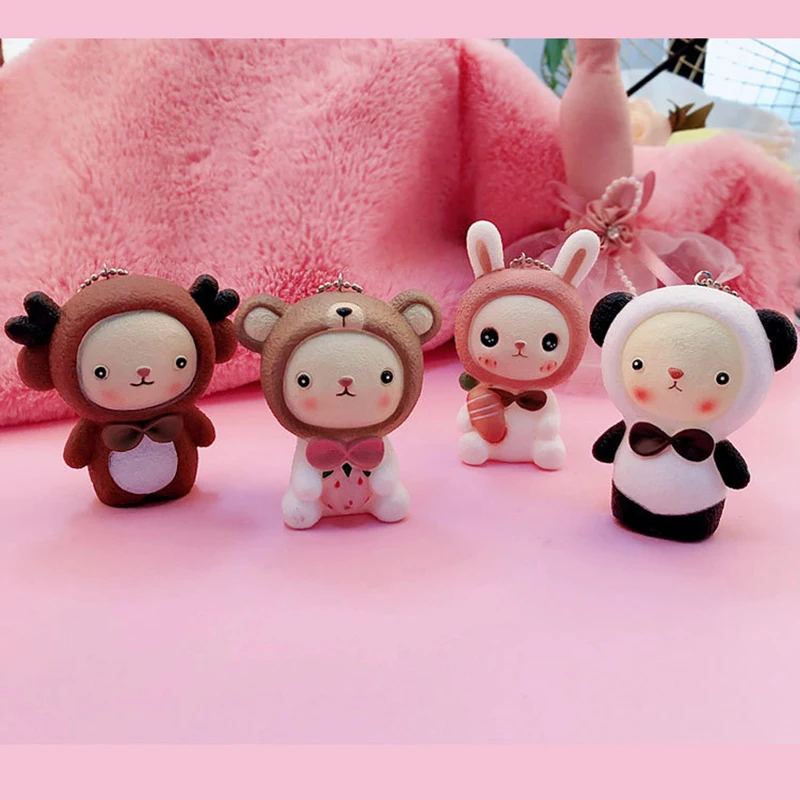 4pcs kawaii mixed anime panda bear cute charm pendant for iphone accessories phone gadget gift lanyard keys free shipping | Мобильные
