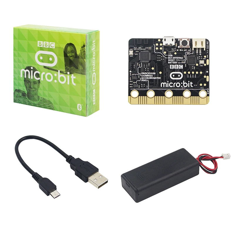 

BBC micro:bit nRF51822 KL26Z Bluetooth 16kB RAM + USB Power Charging Cable + Battery Box Case for Kids Beginners Learn Program