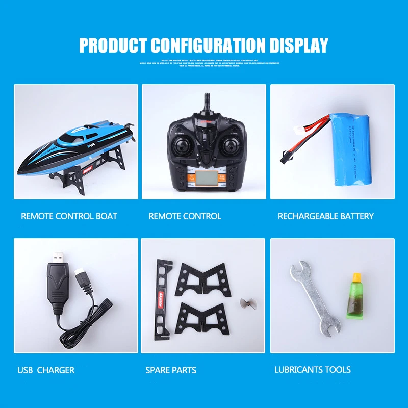 Murah Elektronik RC Boat Kecepatan 35Km Jam Empat Saluran dengan Sistem Pendingin 2.4G Remote Control Dua Gaya Controller dengan LED