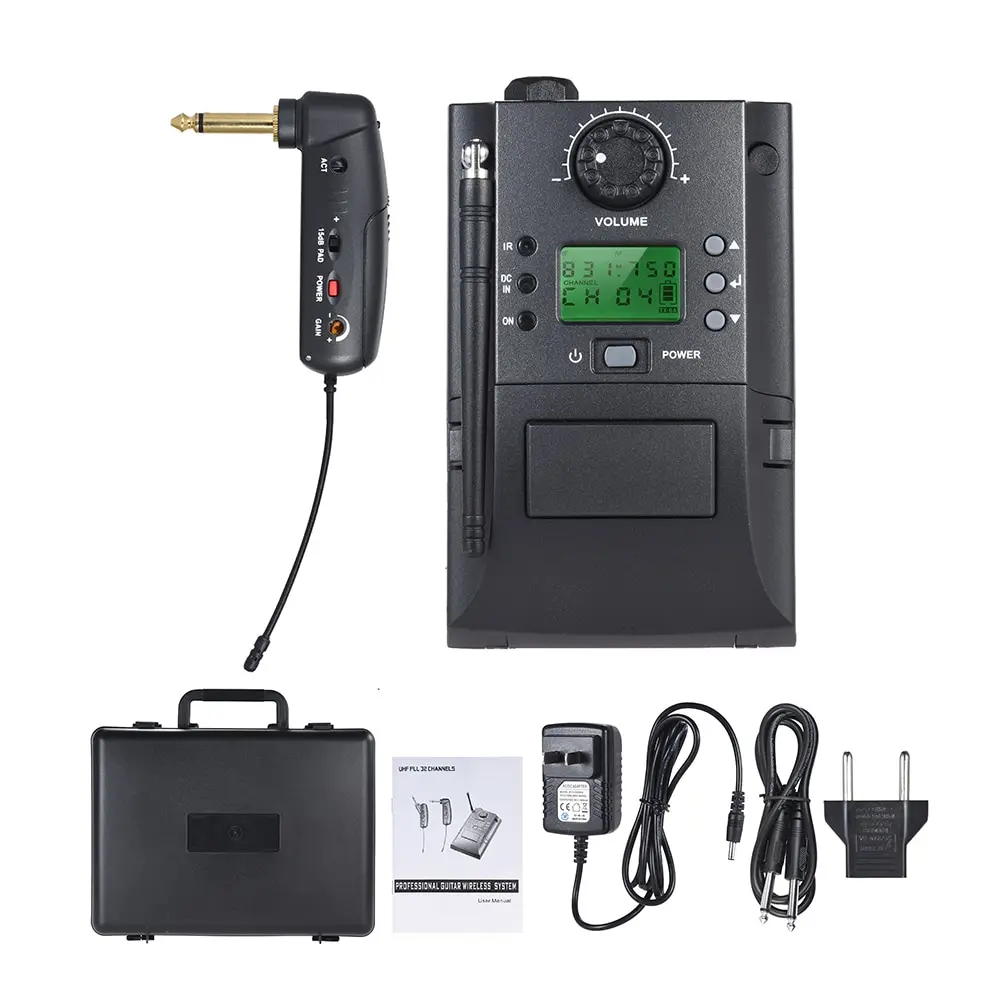 

Portable UHF Instrument Wireless Microphone System with Receiver & Transmitter 32 Channels for Electric Guitar