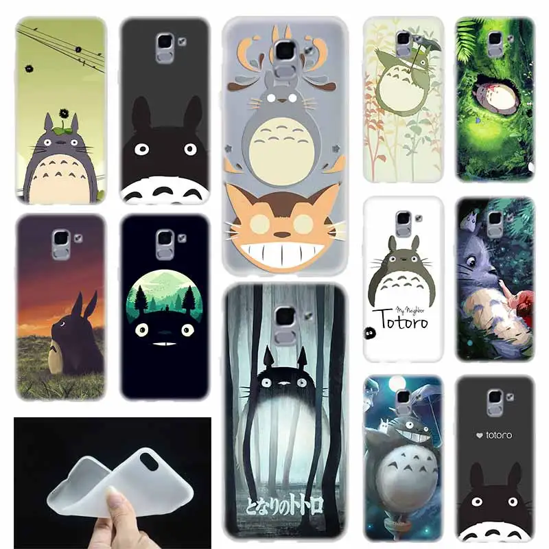 

case Soft Cover TPU Coque For Samsung Galaxy J6 J8 J3 J5 J7 J4 Plus 2018 2016 2017 EU Prime Pro Ace j610 Cat Totoro cute