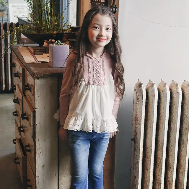 AiLe Rabbit 2018 Girls New Baby Shirts Spring Princess Double Blouses Baby Dress  Girl Child Pure Cotton Fashion Joker Dolls.