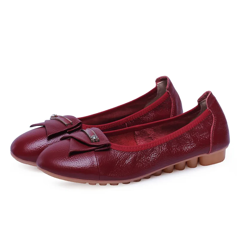 wine red ASUMER/Большие размеры 34-41; модная новая обувь; женские туфли из натуральной кожи с круглым носком; женские повседневные лоферы на плоской подошве - Цвет: wine red