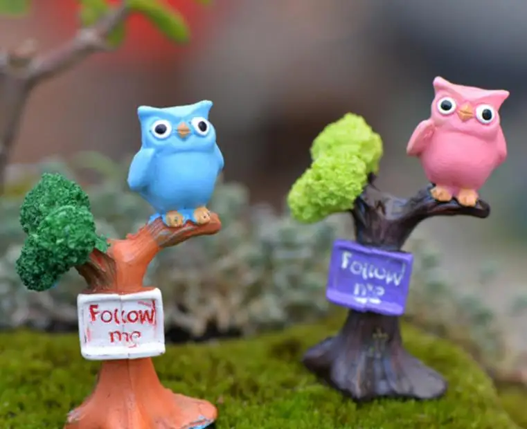 1 Pc cute Branch owl Resin Craft Figurines Miniatures DIY Mini Ornament Doll House Accessories Figure toy gift-1