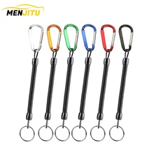 1 шт. цветная популярная Выдвижная пружинная катушка спиральная тянущаяся цепь брелок для ключей для кемпинга карабин безопасный замок рыболовные инструменты аксессуары