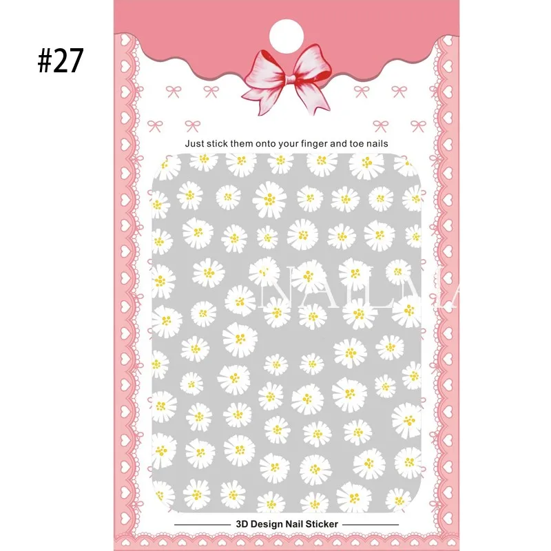 1 лист Маргаритка на ногти художественная наклейка s красочная наклейка с цветком для ногтей Клей 3D наклейки для ногтей - Цвет: pattern 27