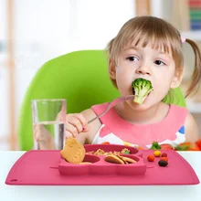 Силиконовая обеденная тарелка с совой для малышей, 3 решетки на присоске, разделенный поднос, тарелка для малышей, посуда M09