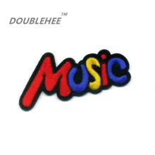 DOUBLEHEE 6.8cm*4.5cm Embroidered Iron On Patches Colorful Music Letters Design Motif T-shirt Bags Applique Accessories