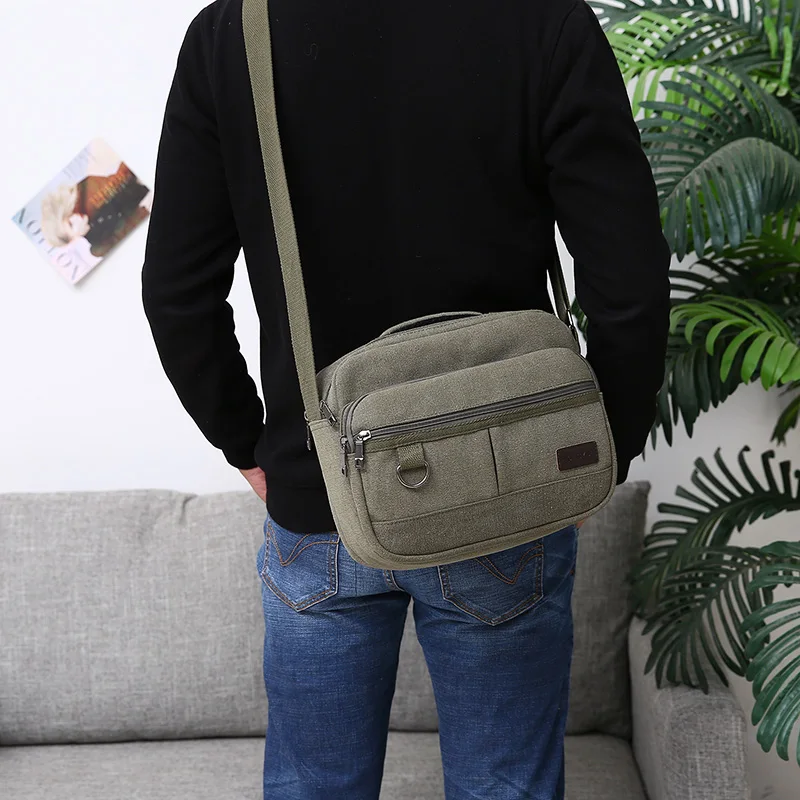 Мужские сумки в студенческом стиле, хлопок, холщовая сумка-мессенджер, одноцветная Джокер, сумка через плечо, практичная Большая вместительная сумка на плечо