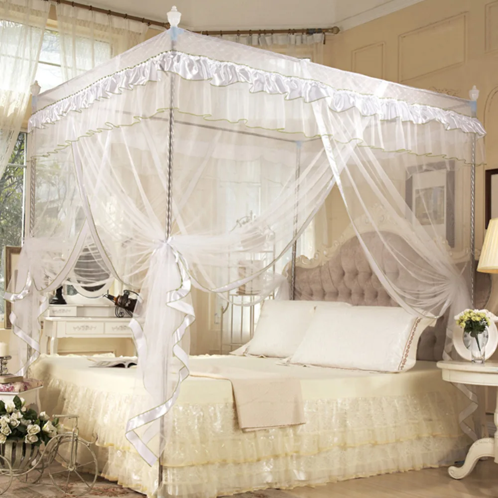 Luxury Princess Mosquito Net Four Corner Post Bed Curtain Canopy