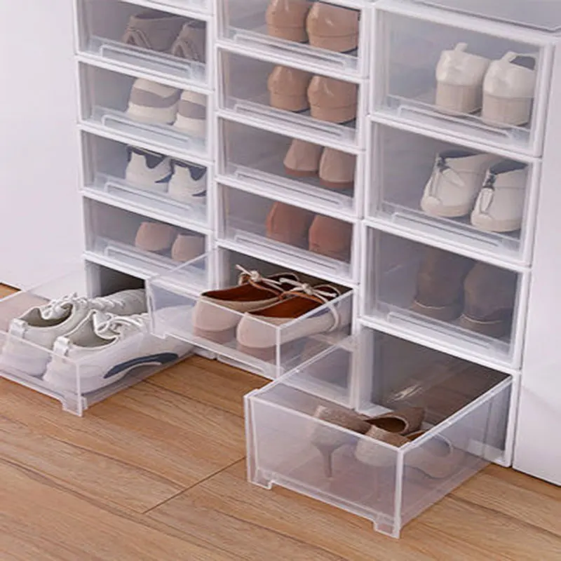 Утолщенные ящики тип обуви Органайзер белые прозрачные ящики для хранения дети женщина мужчина контейнер для обуви домашние штабелируемые коробки