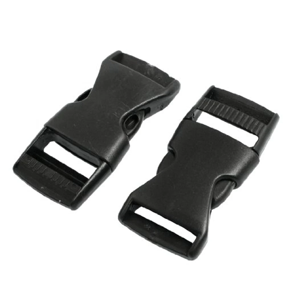 1" Spare Parts Belt Connecting Black Plastic Quick Release Buckle 2 Pcs