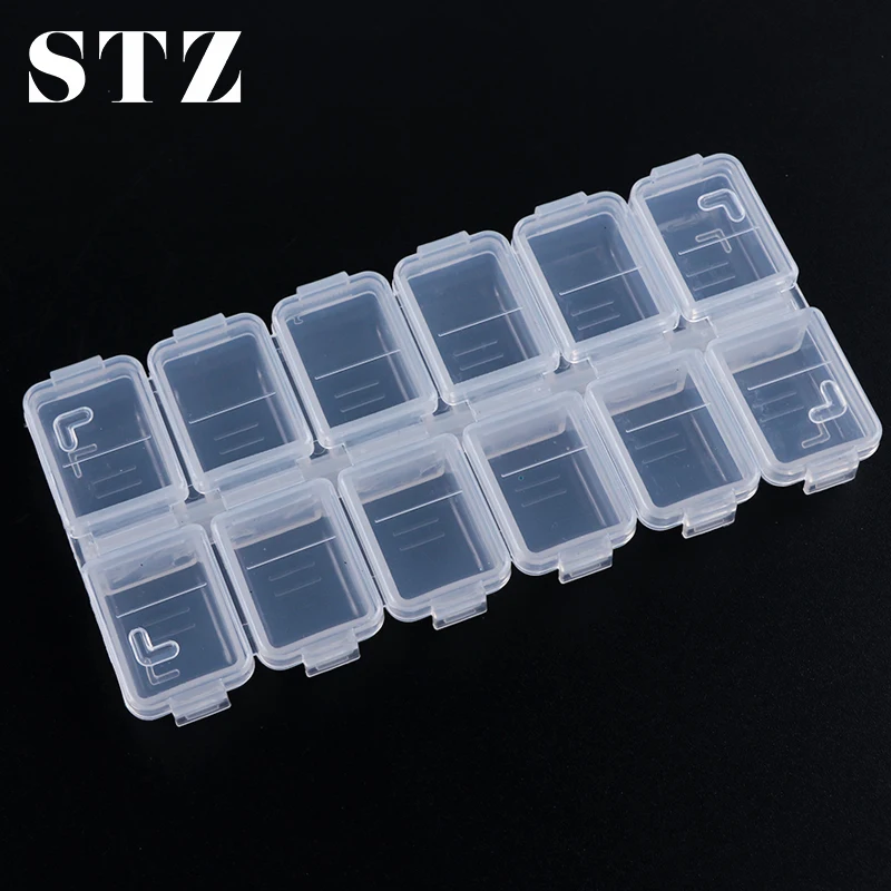 

STZ 12 Slots Plastic Storage Box For Nail Art Decorations Organizer Clear Empty Containers Holder Manicure Design Accessory #754