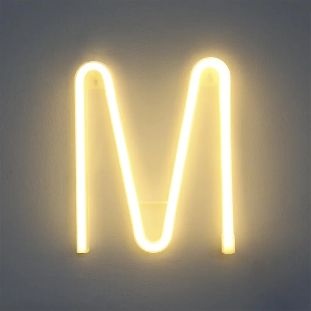 Светодиодный светильник с буквенным принтом, светящиеся пластиковые буквы, висячие, теплые, квадратные, декоративные, деревянные буквы, letras de madera - Цвет: M