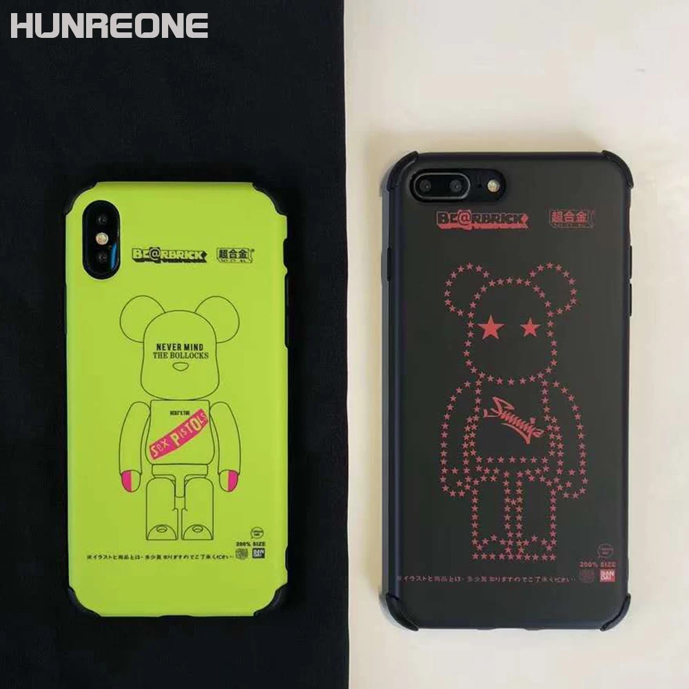 BearBrick четыре угла противоударный для iPhone X XS MAX XR 7 8 Plus 6 6S Мягкий чехол |