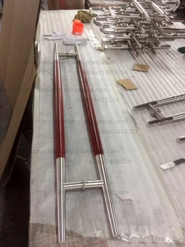 

Good looking upscale Stainless steel glass door wooden handle made of stainless steel with wood