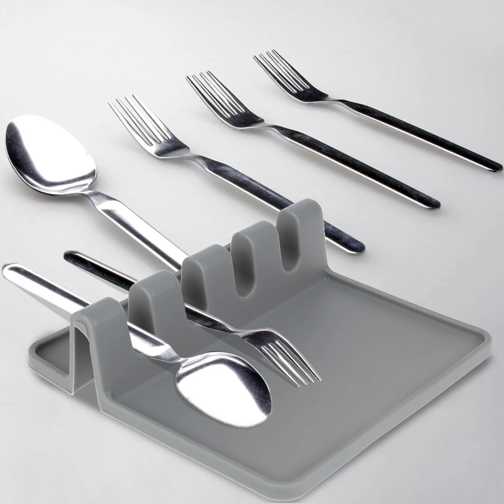 Kitchen Silicone Soup Spoon Pad Utensils Storage Rack Spoon Mat Spoon