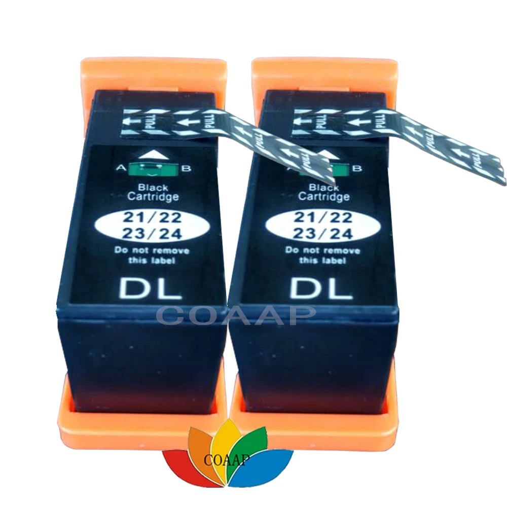 2pk Black 21 22 Ink Cartridge for Compatible Dell Series 21 22 23 24 ...