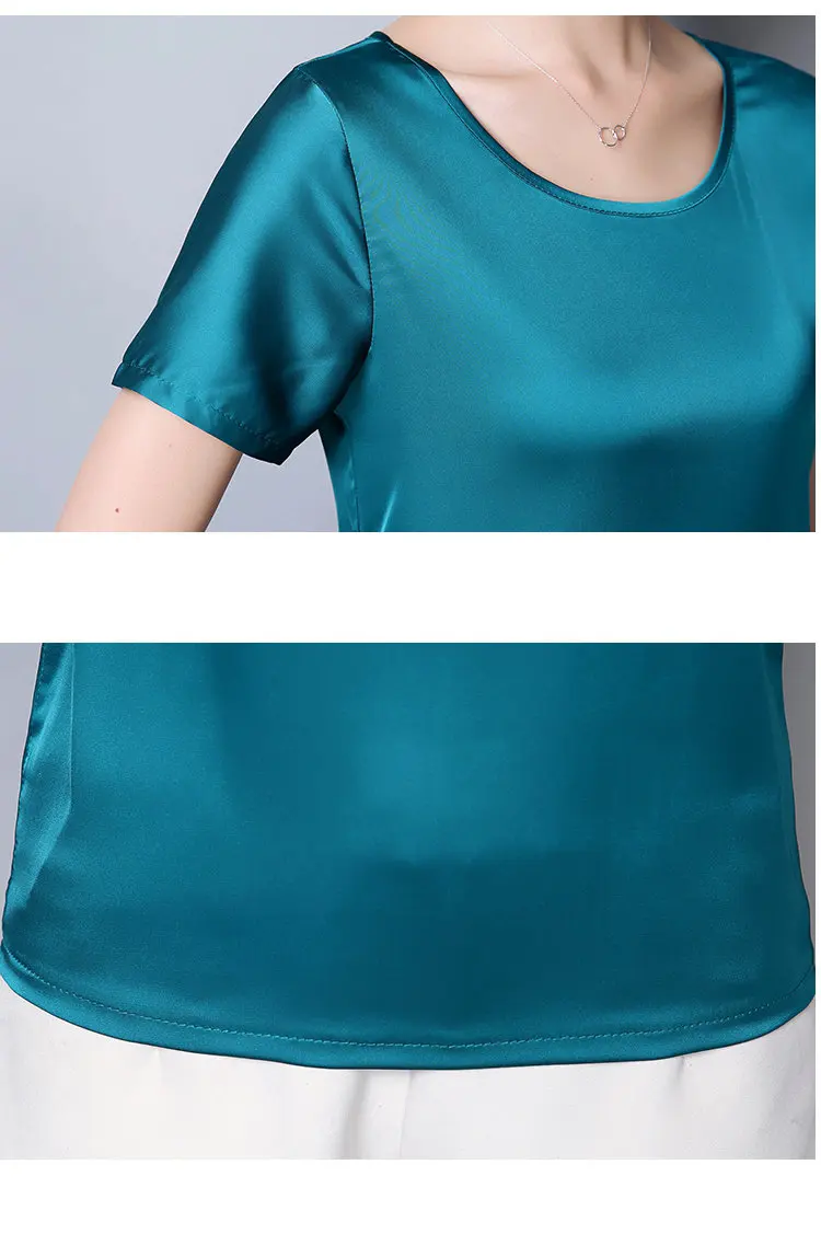 New Korea Fashion Blusas Mujer 2018 Summer Short Sleeve Plus Size Shirts Women Blouses Casual Wine Green Slik Tops Ladies (17)