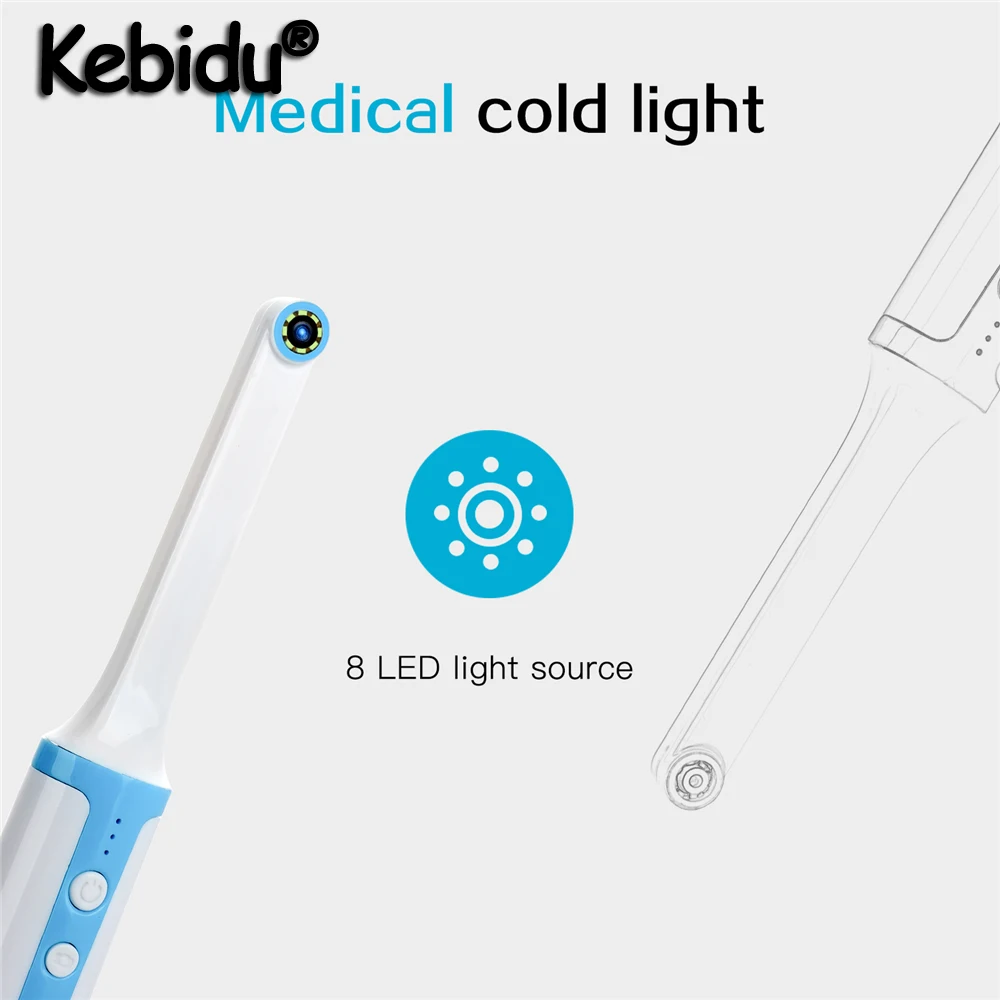 

Kebidu 1080P Intraoral Endoscope Wireless WiFi Oral Dental Camera 8 LED Light Source USB Cable Mouth Inspection For Dentist Tool