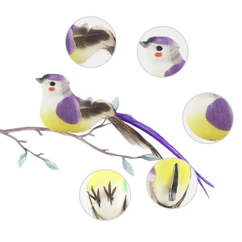 

12pcs/box Easter Birds DIY Crafts Artificial Feather Birds Simulation Bird Sparrow Home Wedding Decoration Ornament