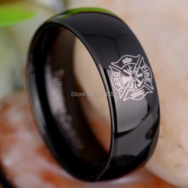Free Shipping Usa Hot S E C Tungsten Luxury Jewelry 8mm Fireman Usa Hot S E C Tungsten Luxury Jewelry 8mm Fireman Firefighter Fire Police Black