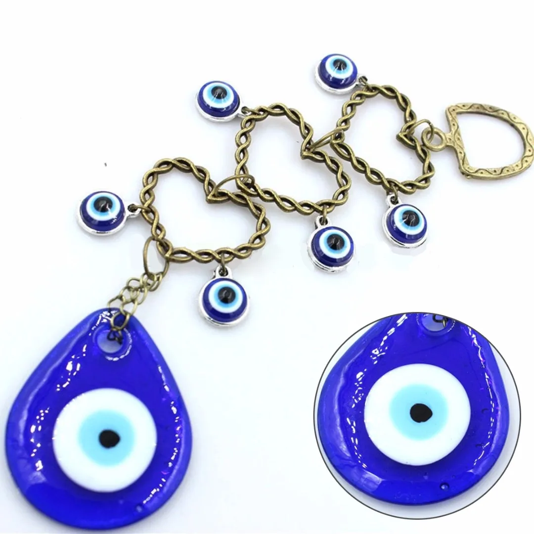 Fatima Hamsa Hand Amulet Turkish Evil Blue Eye Metal Ornament Protector  Glass Eye Charm Pendant Home Kabbalah Jewish Decor