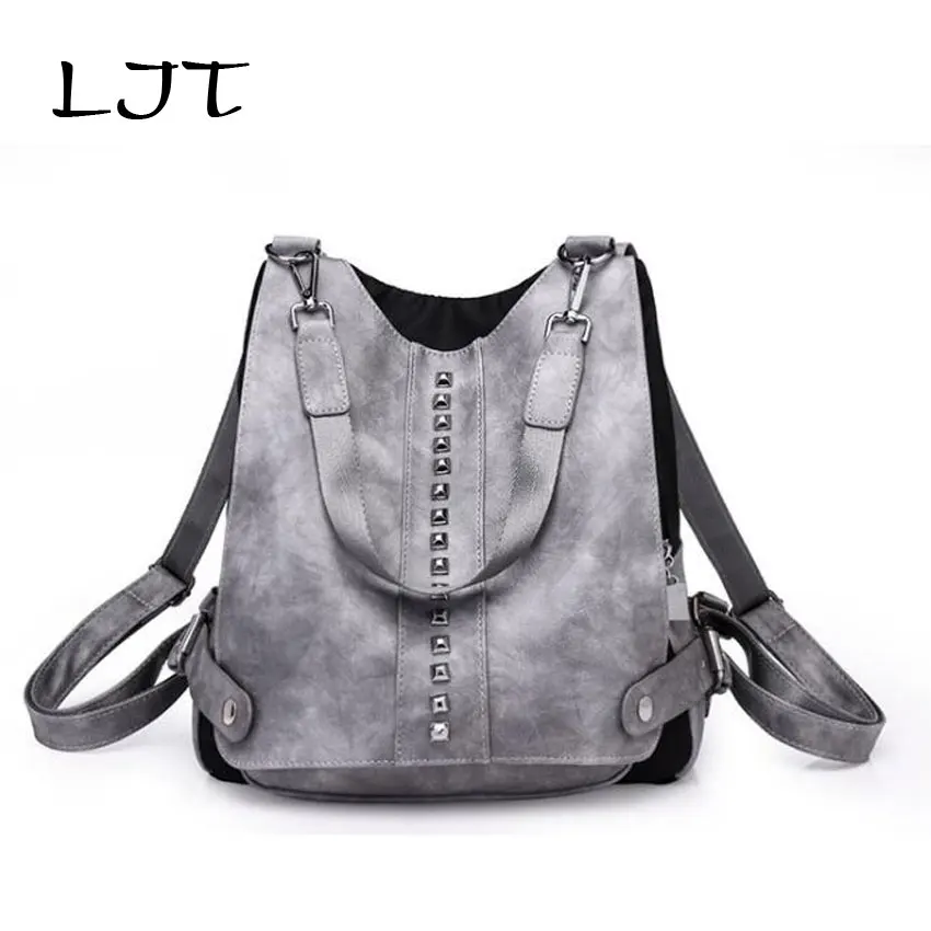 

LJT 2018 New Women Shoulder Bag Female Fashion Backpack Waterproof Soft PU Leather Women Backpack Multi-purpose Anti-theft Bag