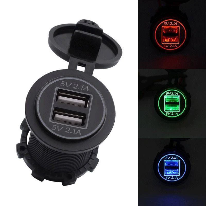 

4.2A 5V Dual 2 USB Charger Socket Adapter For DC 12V 24V Car Motorcycle For Smartphone Cell Phone Dual USB Charger Power Socket