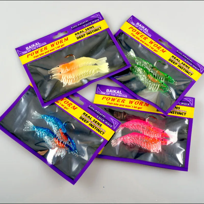 Shrimp Soft Prawn Lure Hook Tackle Bait Saltwater Bass Fishing Lures
