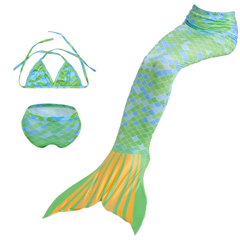 Детский купальный костюм из 3 предметов коллекция года, бикини с хвостом русалки для девочек, одежда для купания Костюмы с рисунком рыбы, детский пляжный купальный костюм Одежда для купания для малышей