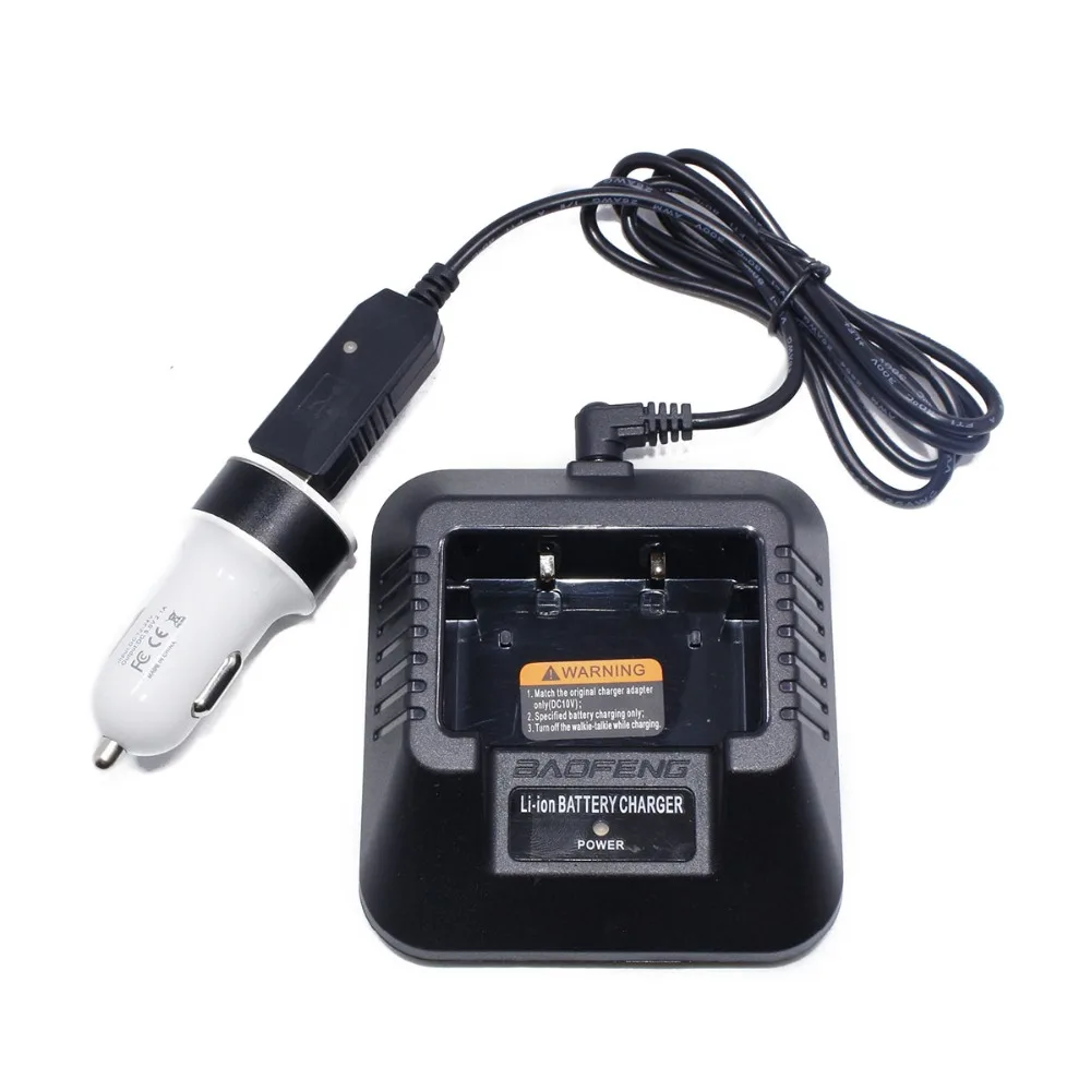 BaoFeng USB кабель зарядное устройство с индикатором светильник+ автомобильный сигаретный светильник er USB для Baofeng UV-5R серии двухстороннее радио