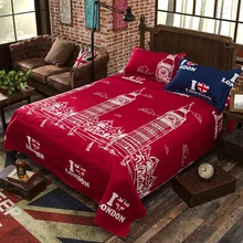 

Red Color Polyester Flat Sheet For Single Double Bed London Printed Sheet 1 Piece Sanding Bed Sheet Only XF345-3