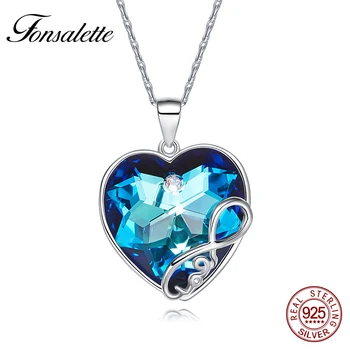 

Fashion Forever Love Heart Pendant Necklace 925 Sterling Silver Digital 8 Blue Birthstone Birthday Gifts for Women Gifts ZK40