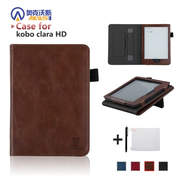 

Flip PU Leather Case for Kobo Clara HD 6" Ebook Ereader Protective Case Cover with Hand Grip Auto Wake/sleep+free Gifts