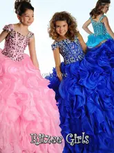 free shipping flower girl dresses pink for weddings 2013 first little girl christmas pageant crystal Communion Dresses for girls 2017 cupcake blue crystal flowers baby girl dresses pageant dresses for little girls g284 1