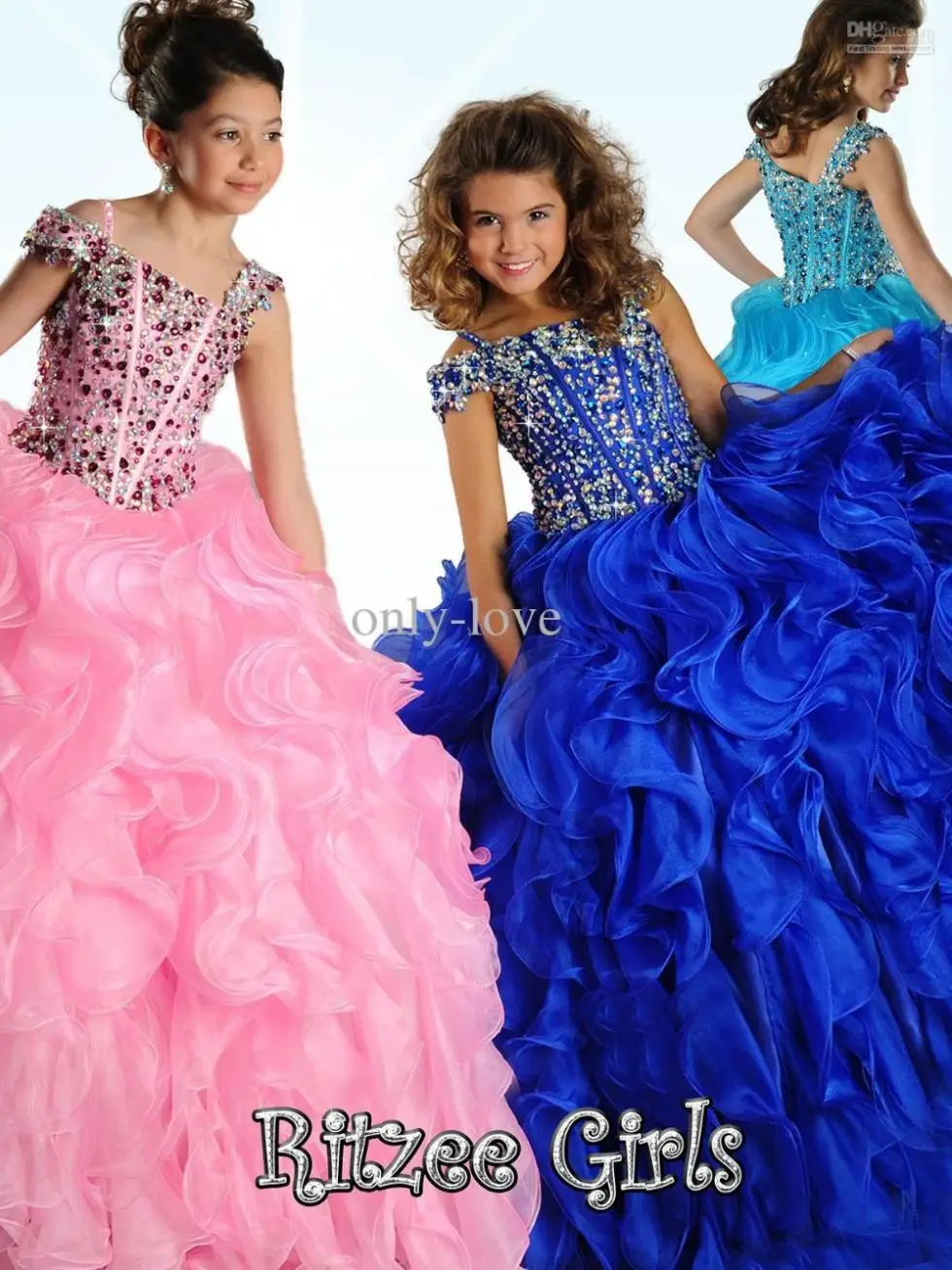 

free shipping flower girl dresses pink for weddings 2013 first little girl christmas pageant crystal Communion Dresses for girls