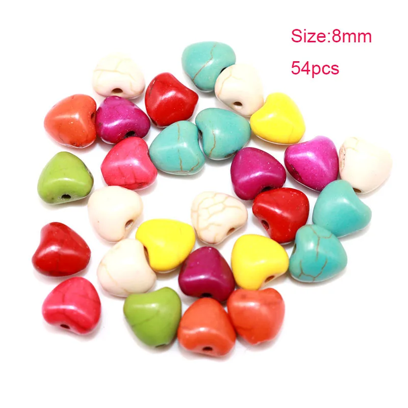 

8mm Mixed Artificia Coral stone Heart Beads Round Loose Beads for Jewelry Making Accessories Handmade Craft Spacer Beads