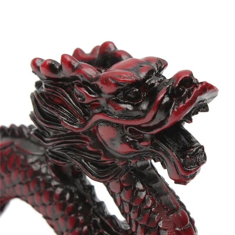 KiWarm винтажная Статуэтка дракона фэн-шуй из смолы красного цвета для удачи и успеха 6 ''Loong 14*4*9 см