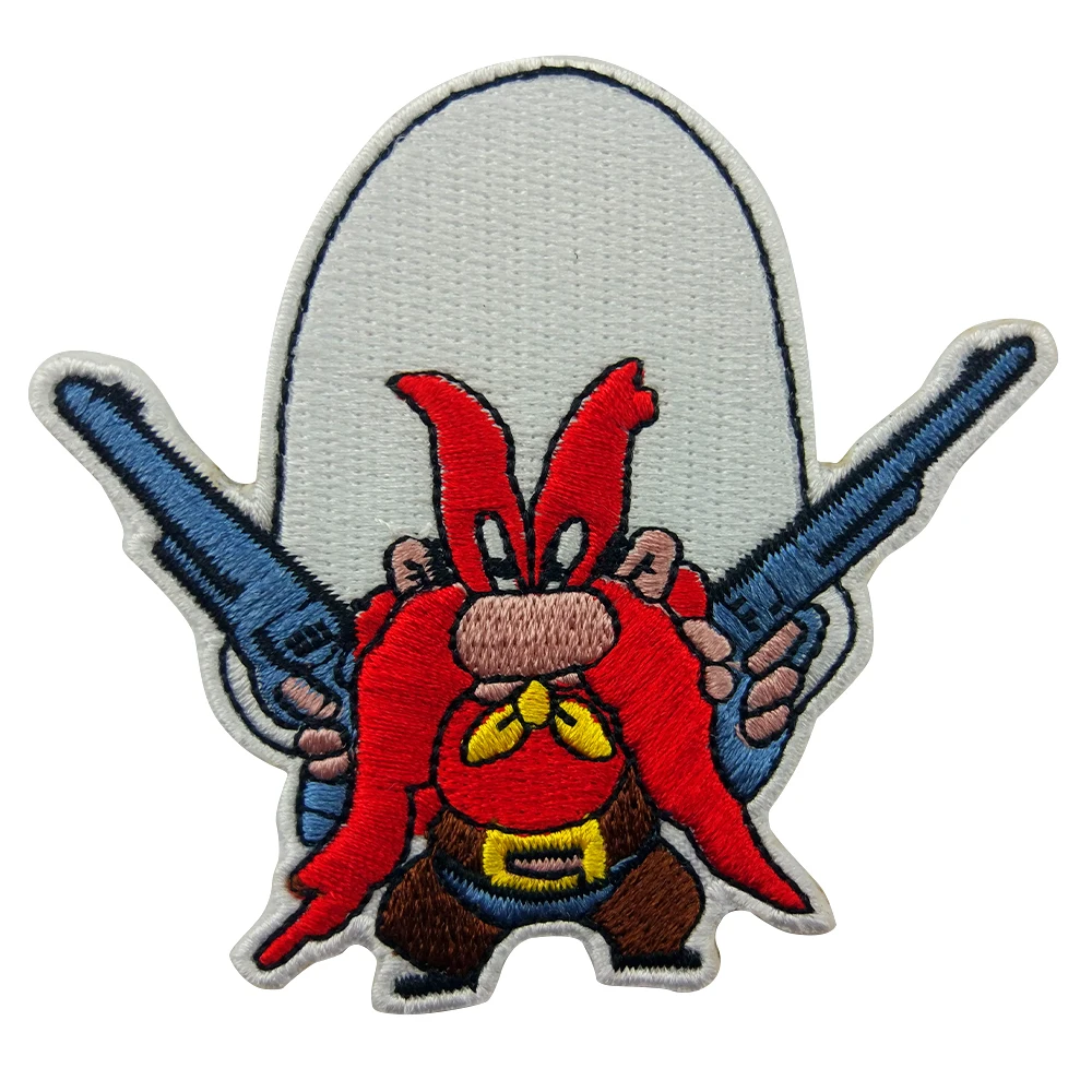 

LOONEY TUNES Pathces YOSEMITE Sam with Guns Figure Embroidered Iron On Patch Custom Cartoon Sticker Clothing DIY Accessory Sew