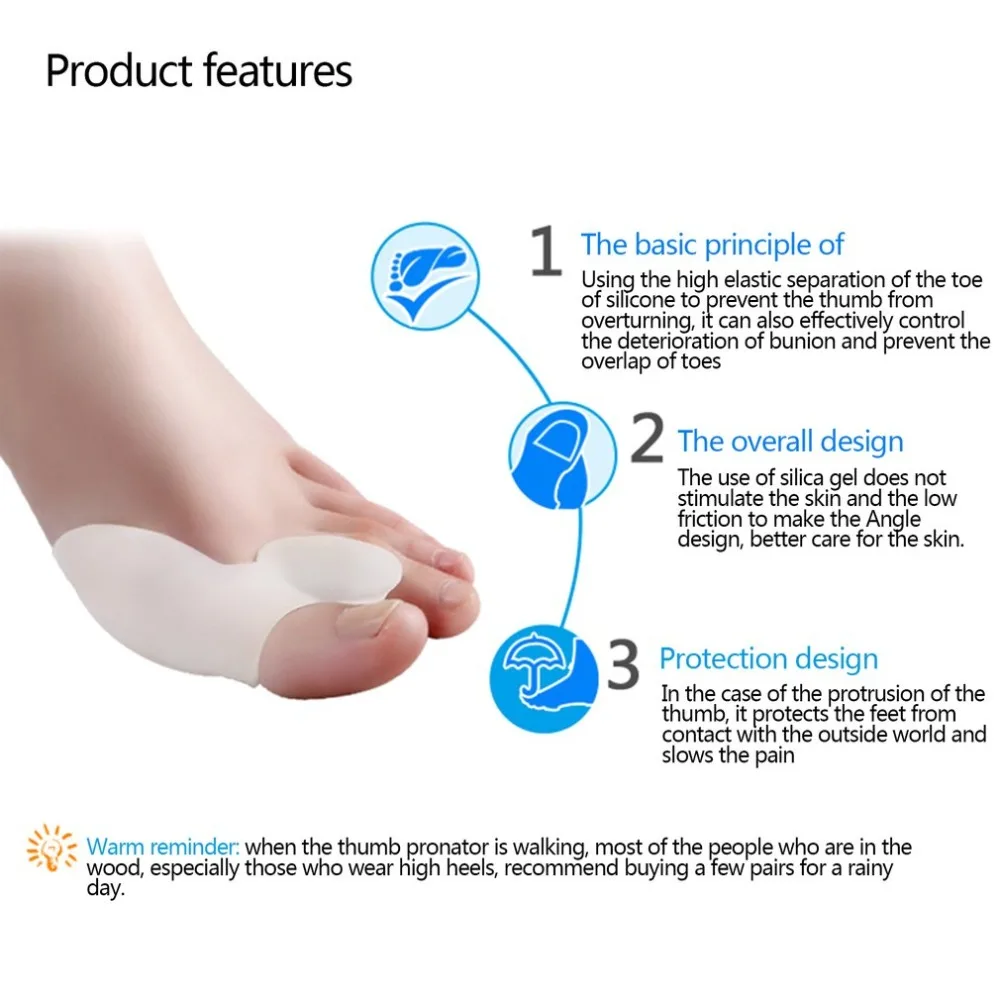 

1pcs White Soft Gel silicone Toe Separators Stretchers Straighteners Alignment Bunion Valgus Protector Thumb Pain Relief braces