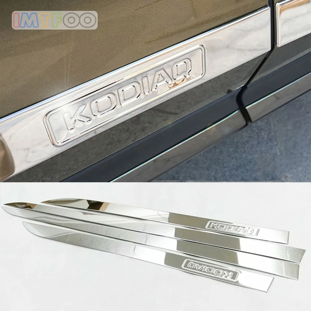 

IMTFOO ACCESSORIES FOR SKODA KODIAQ 2016 2017 2018 ACCESSORIES STAINLESS STEEL SIDE DOOR MOLDINGS BODY TRIM STICKERS