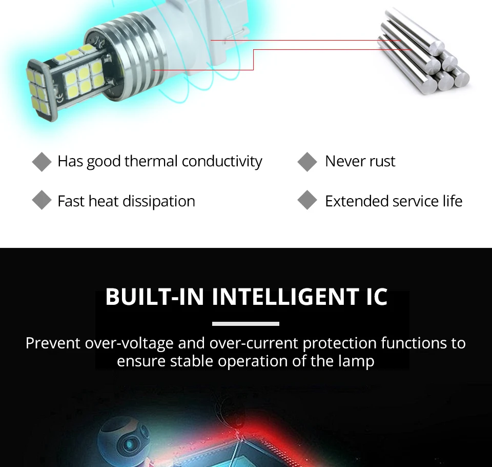 T25 3156 3157 P277W 1960LM LED Bulb Car Fog Light Tail Driving Lamp DRL Daytime Running Reverse Lamps 12 V 6000K White 3030 SMD (8)