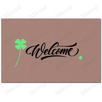 

Customize Japan Style Funny Mat In The Corridor Four Leaf Clover Printed Doormat for Entrance Door Zebra Rubber Welcome Carpet