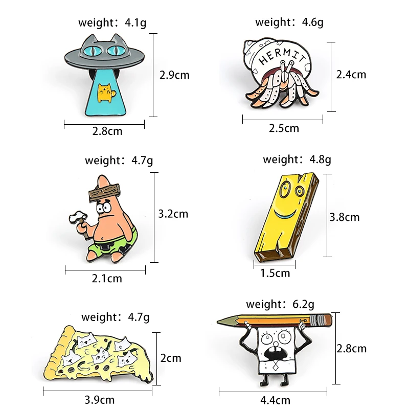 Мультфильм Аниме персонаж Патрик звезда отшельник брошь Краб леди губка детская брошь ювелирные изделия джинсовая рубашка детский подарок